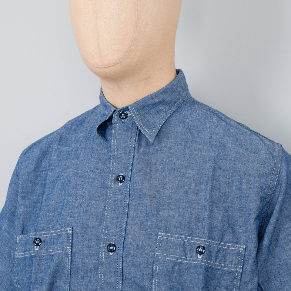 Orslow Short Sleeve Chambray Work Shirt - Chambray