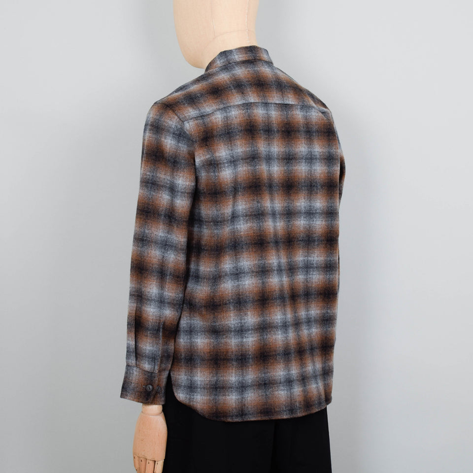 Universal Works Wool Mix Flannel Work Shirt - Brown Check