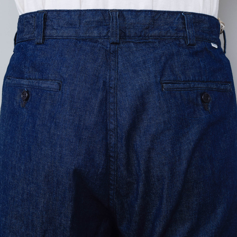 OrSlow Two Tuck Denim Wide Trouser - One Wash