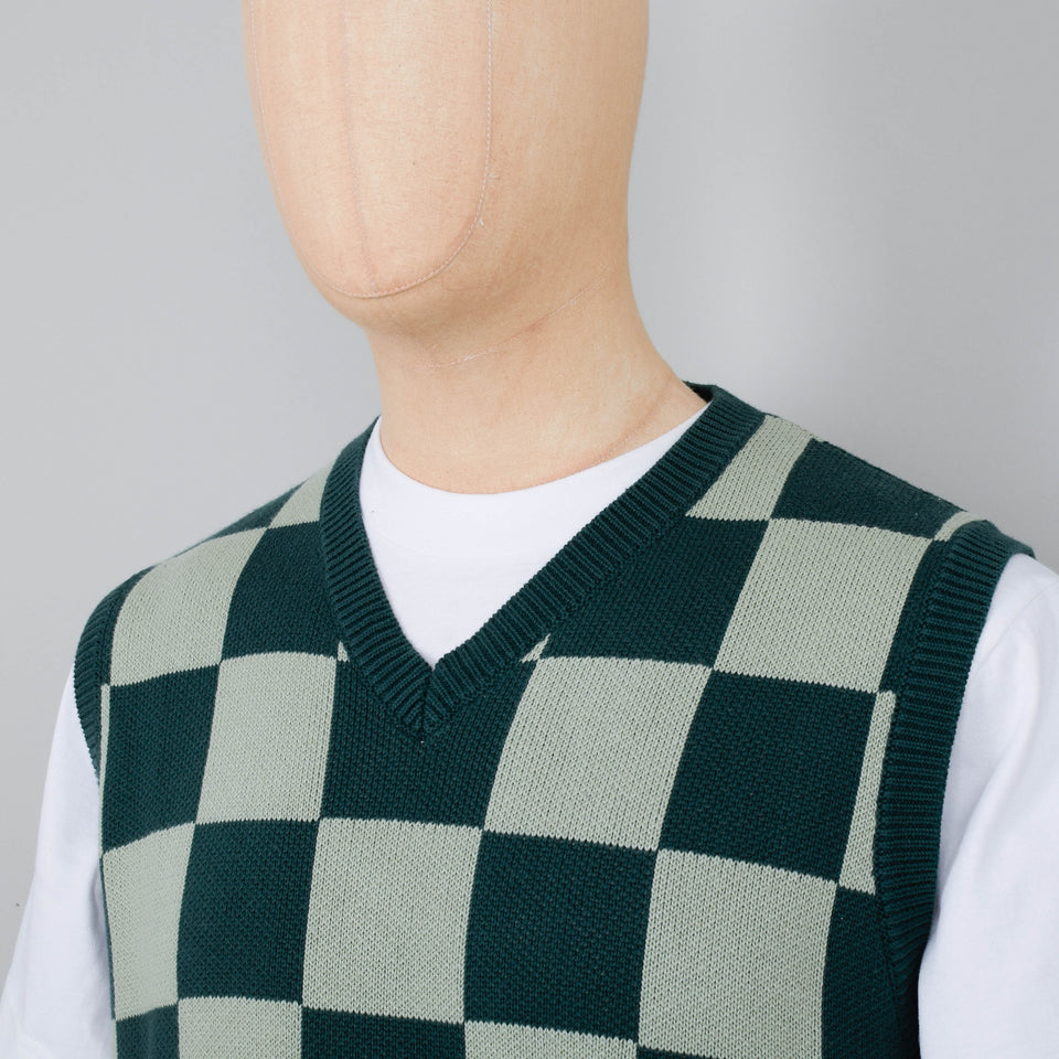 Service Works Checkerboard Knitted Vest - Green
