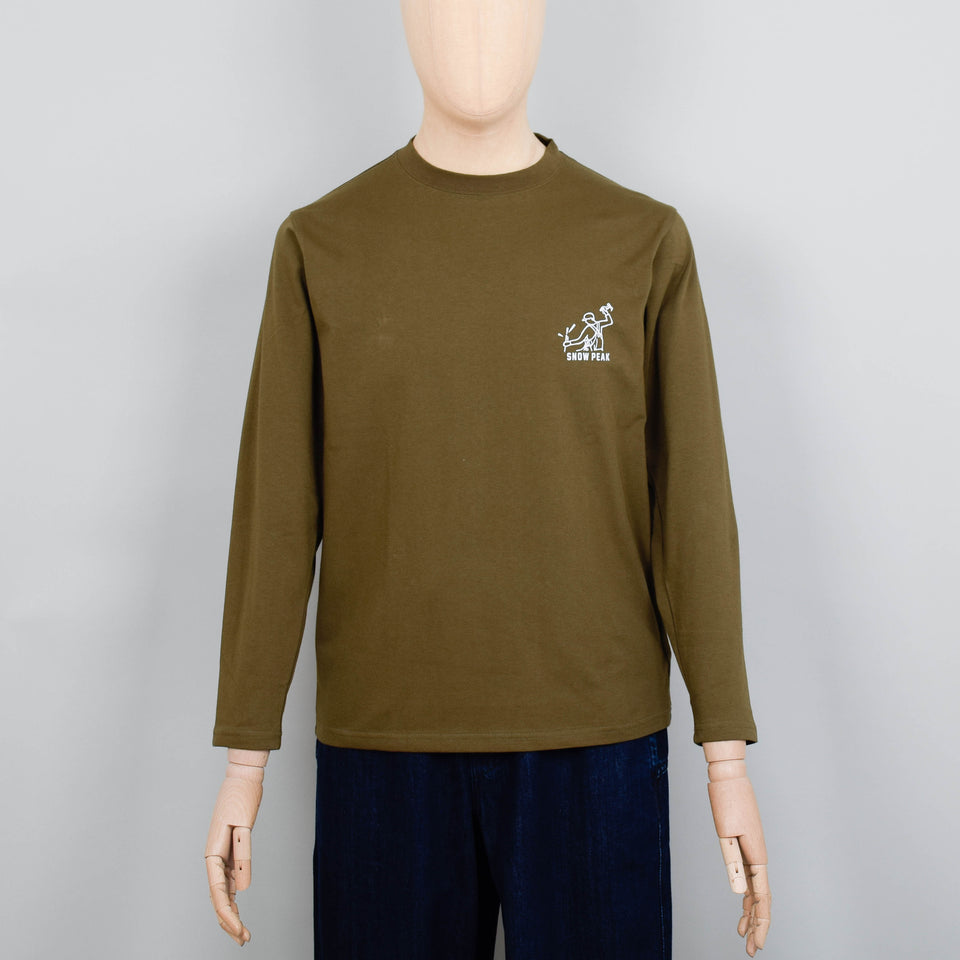 Snow Peak Foam Printed L/S T-Shirt - Olive