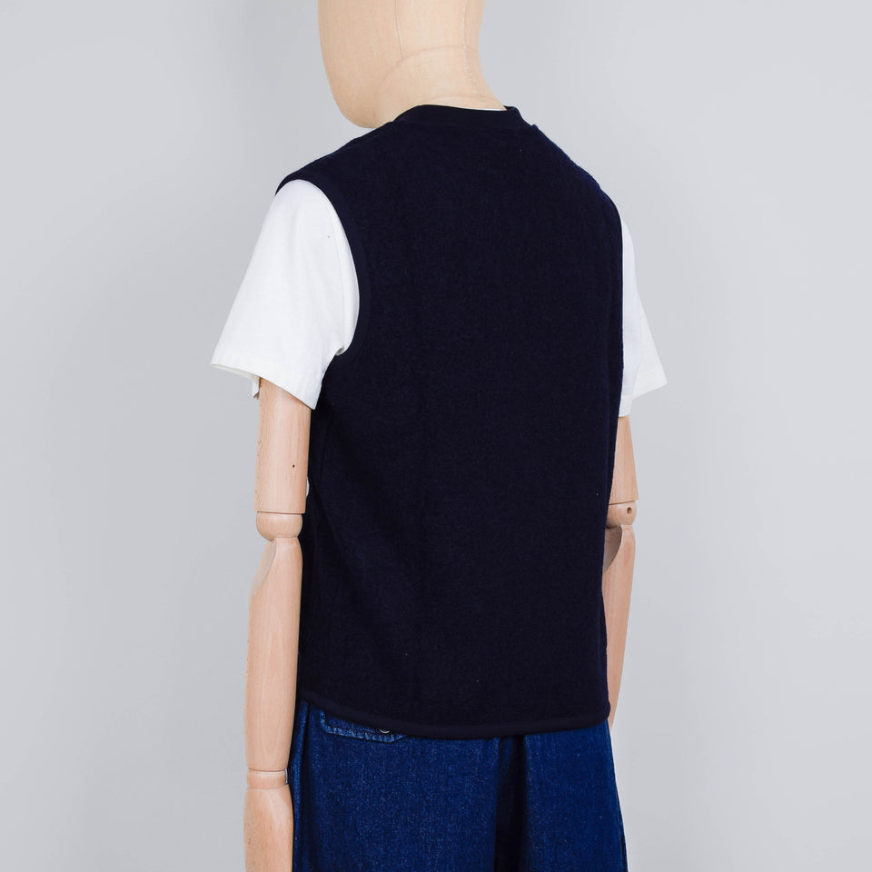 Universal Works Wool Fleece Zip Waistcoat - Navy