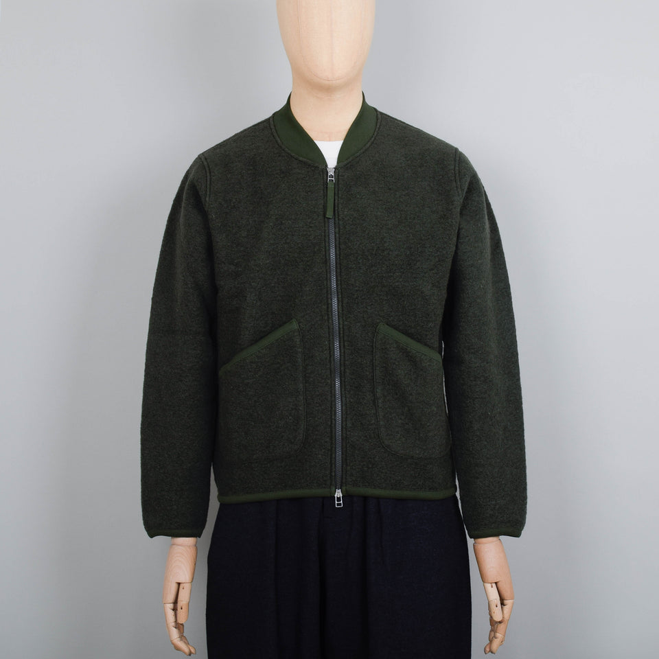 Universal Works Wool Fleece Zip Bomber Jacket - Olive