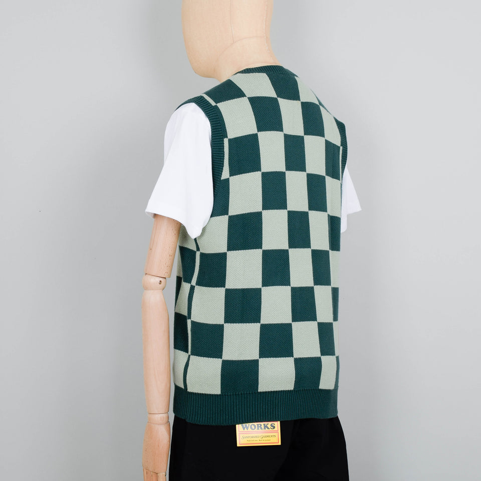 Service Works Checkerboard Knitted Vest - Green