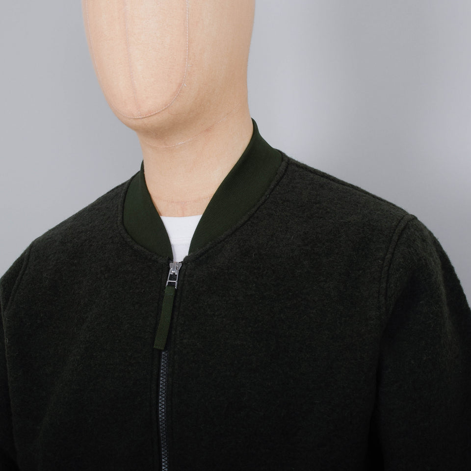 Universal Works Wool Fleece Zip Bomber Jacket - Olive