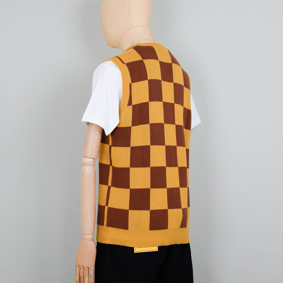Service Works Checkerboard Knitted Vest - Pecan