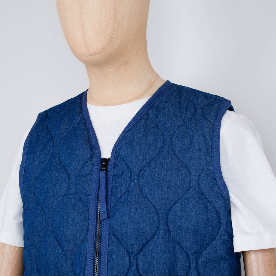 Taion Military V Neck Down Vest 001 -  Indigo Denim