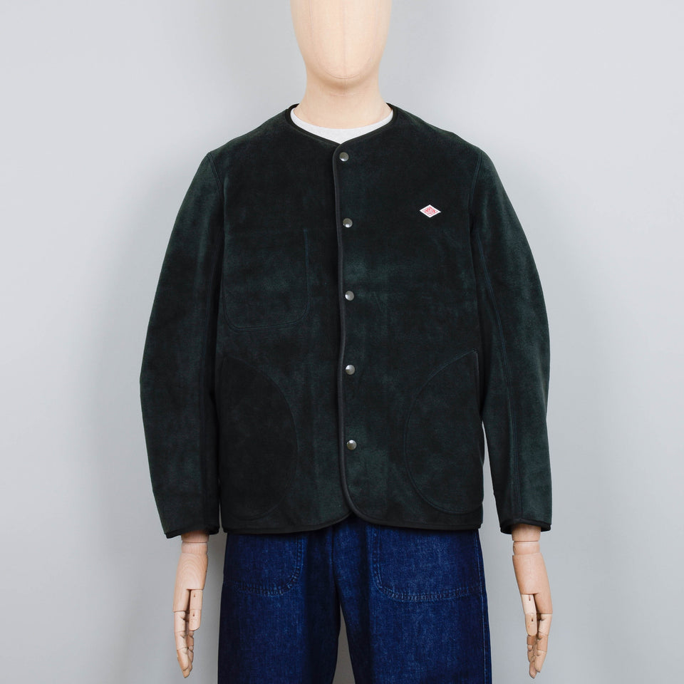 Danton Fleece Collarless Jacket - Dark Green
