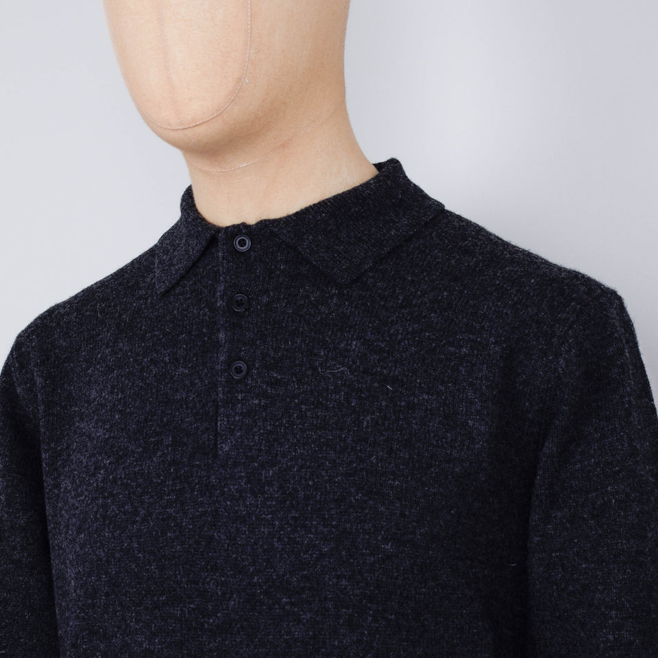 Beams Plus Knit Polo 9G - Charcoal