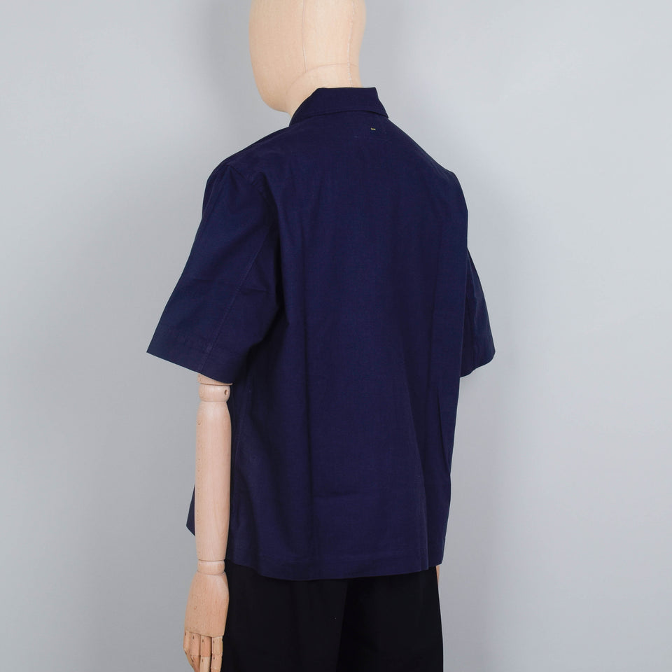 MHL Offset Placket Polo Textured Cotton - Ink