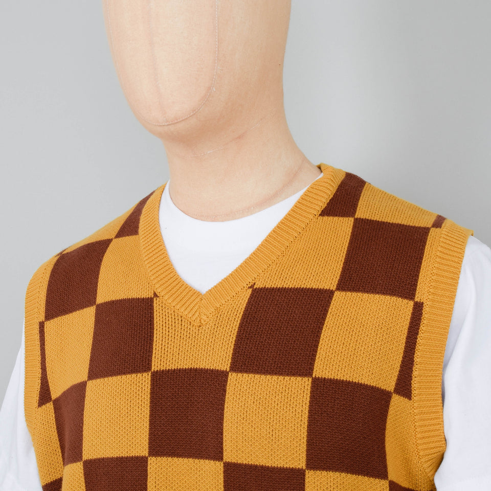 Service Works Checkerboard Knitted Vest - Pecan