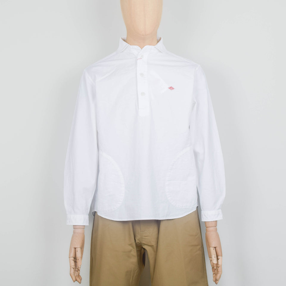 Danton Round Collar P.O Shirt L/S - White