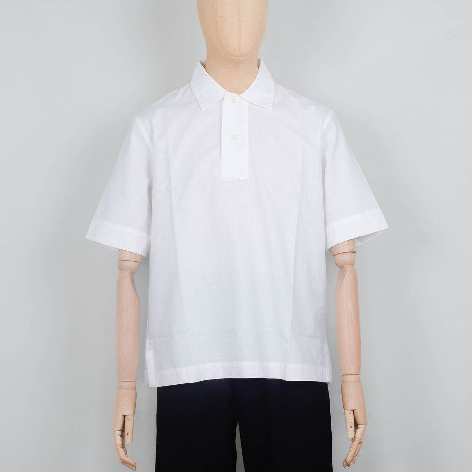 MHL Offset Placket Polo Textured Cotton - White