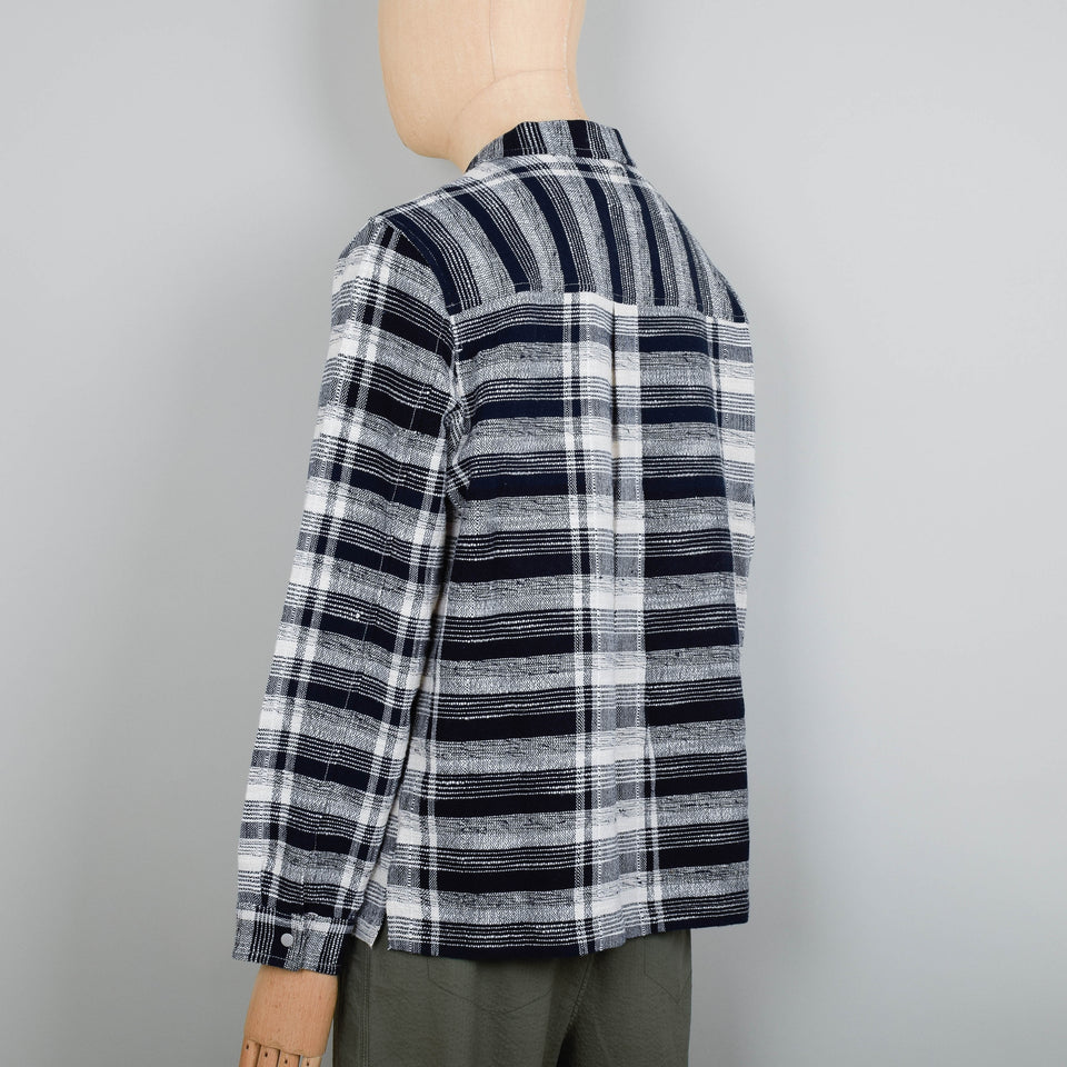 Folk Patch Overshirt - Navy Basket Weave Check