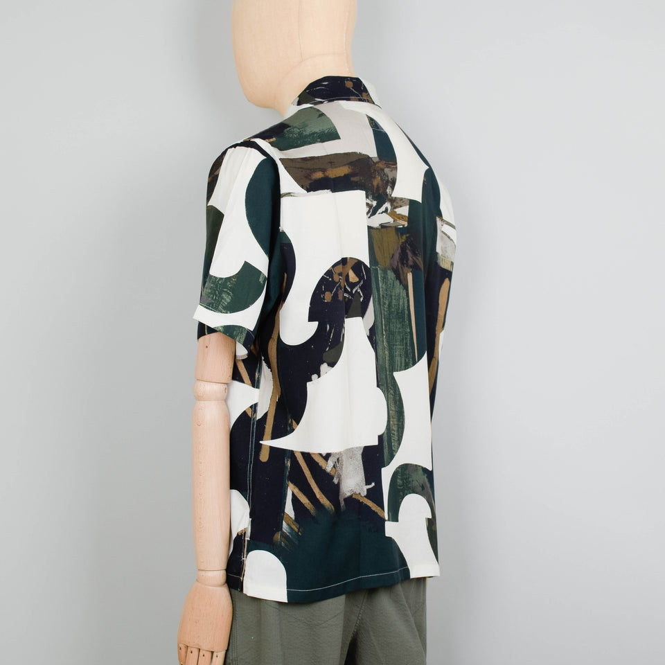 Folk Gabe Shirt - Cutout Print Olive Multi