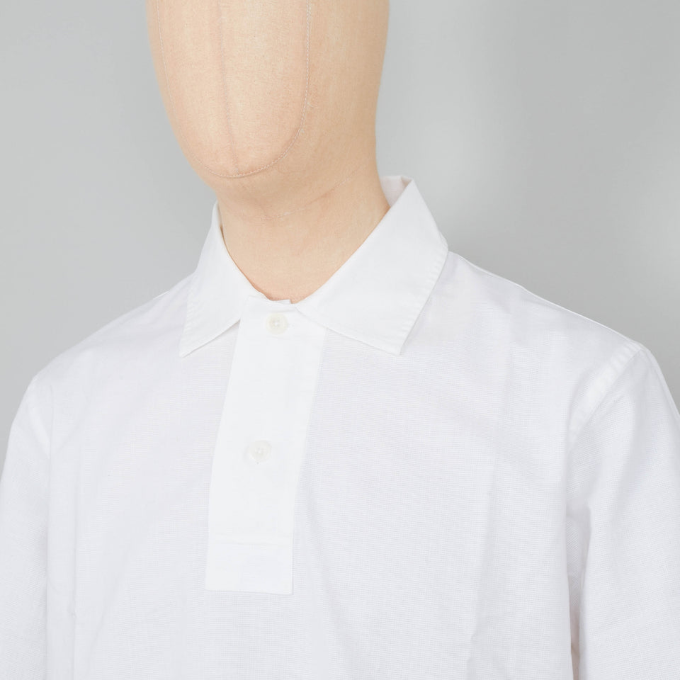 MHL Offset Placket Polo Textured Cotton - White