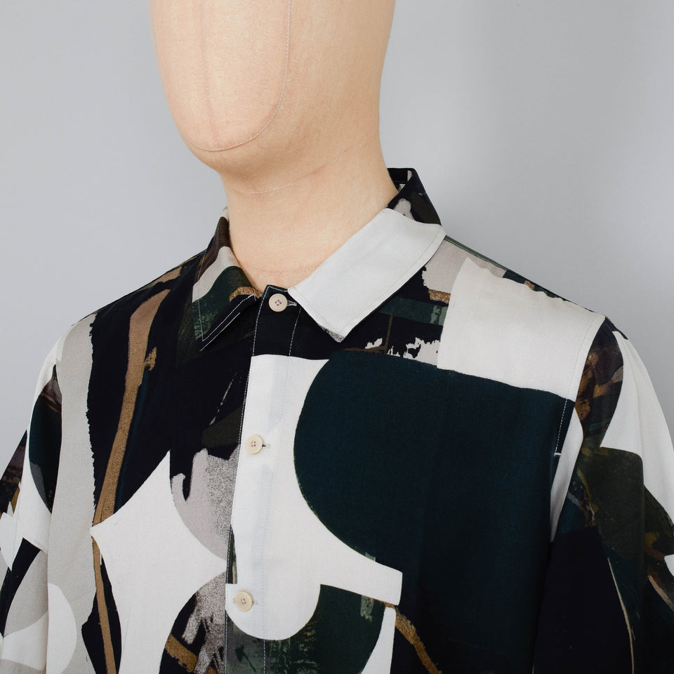 Folk Gabe Shirt - Cutout Print Olive Multi