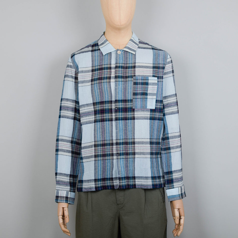 Folk Patch Shirt - Ocean Blue Check