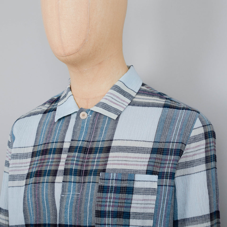 Folk Patch Shirt - Ocean Blue Check