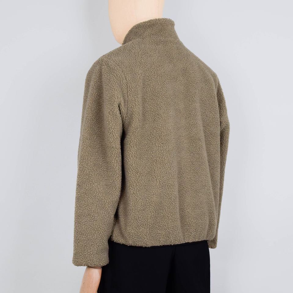 Taion Pull Over Boa Hi Neck Jacket - D.BeigexBlack