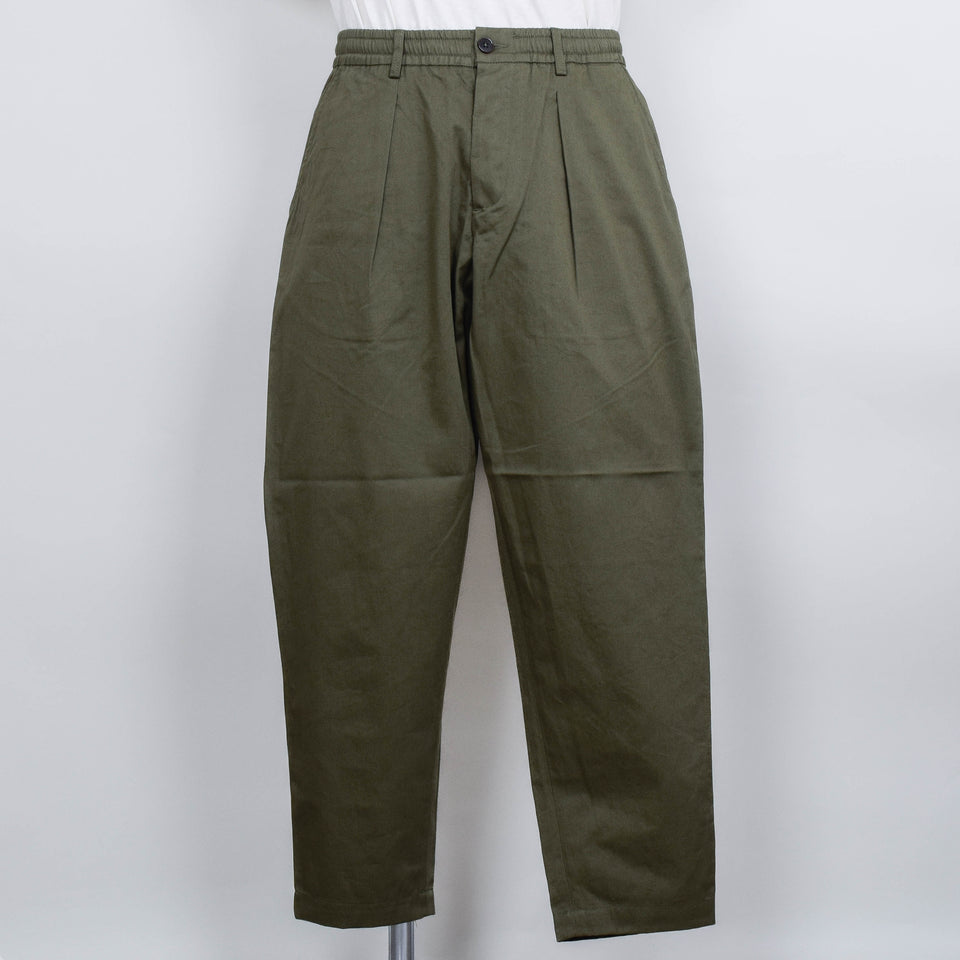 Universal Works Pleated Track Pant Twill - Olive