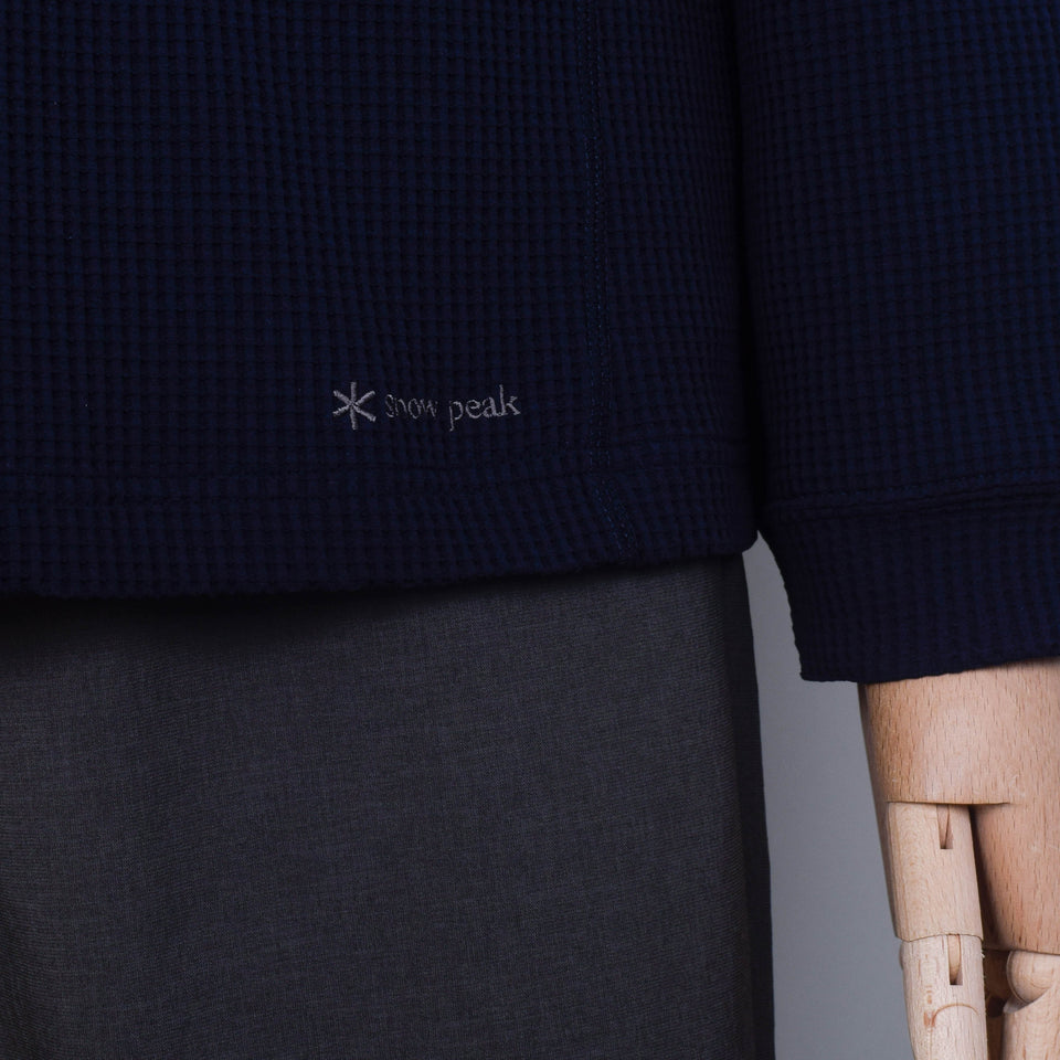 Snow Peak Dry Waffle Long Sleeve T-Shirt - Navy