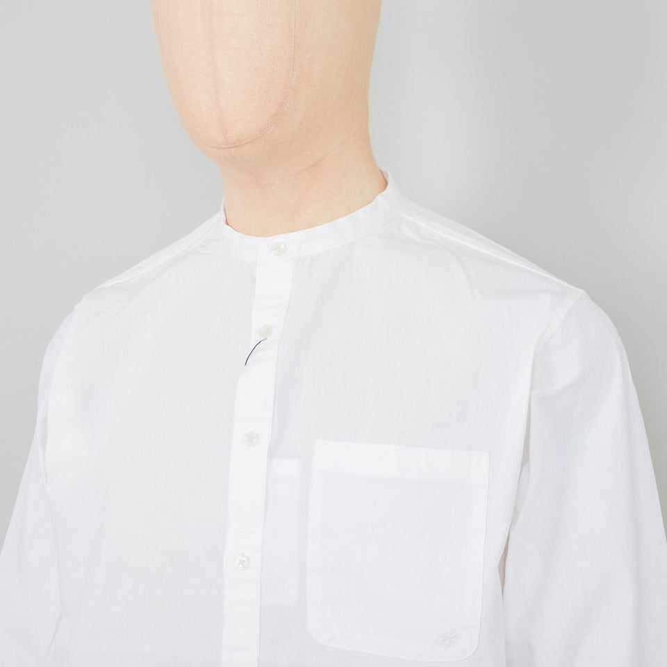 Snow Peak Cotton Poplin Stand Collar Shirt - White