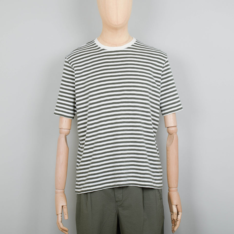 Folk Classic Stripe Tee - Olive / Ecru