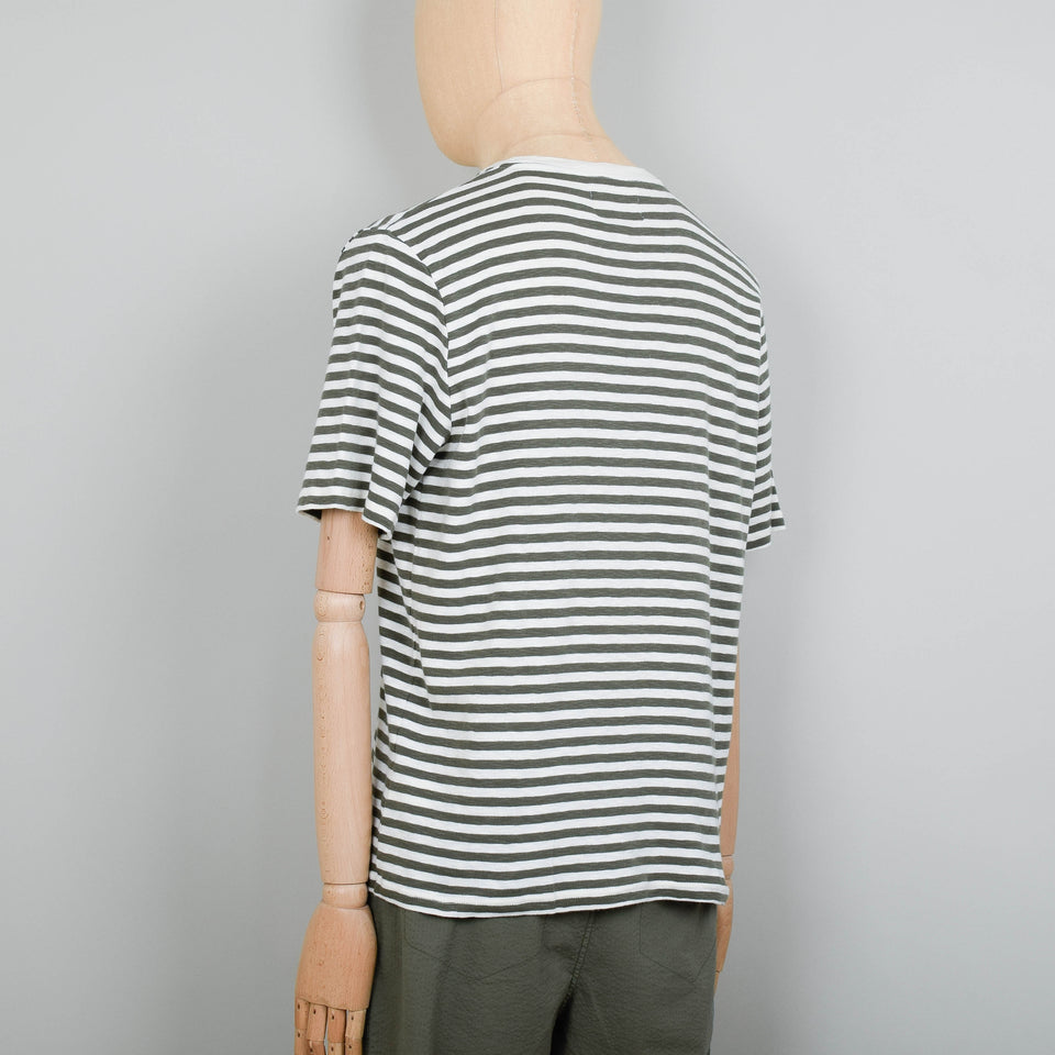 Folk Classic Stripe Tee - Olive / Ecru