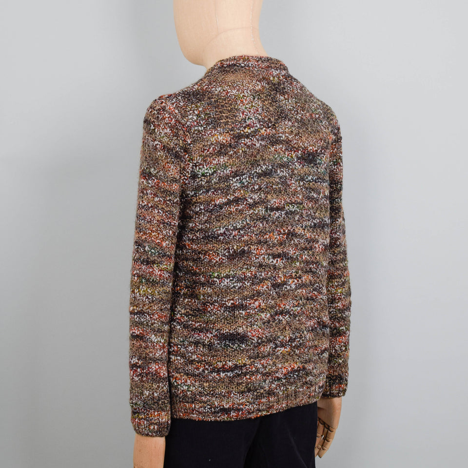 Folk Mixed Yarn Rib Crew - Brown Mix