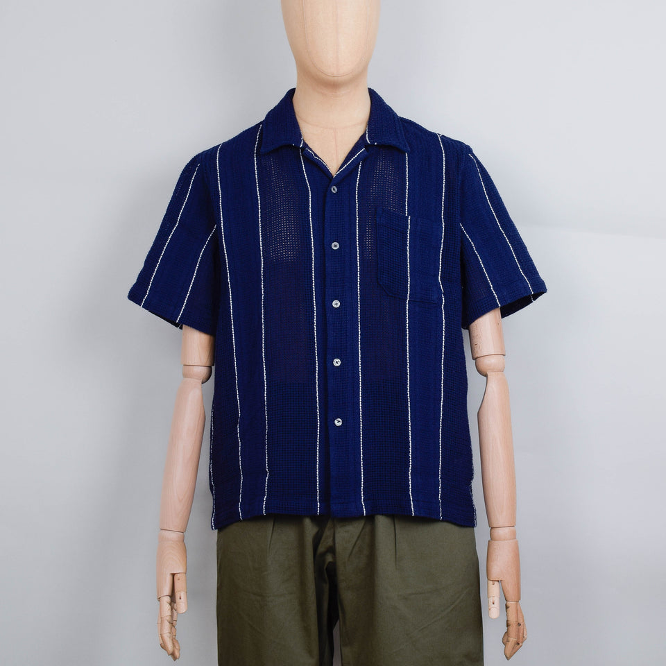 Universal Works Road Shirt Reef Stripe - Navy