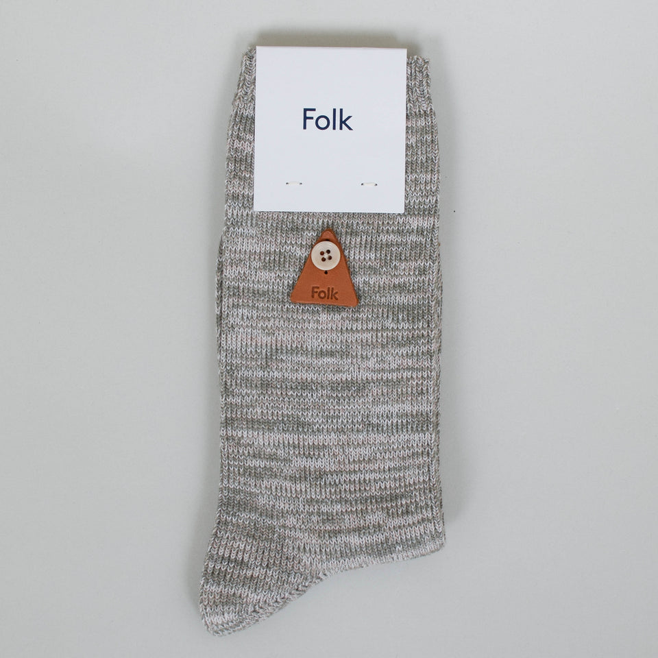Folk Melange Socks - Olive Tan Mix
