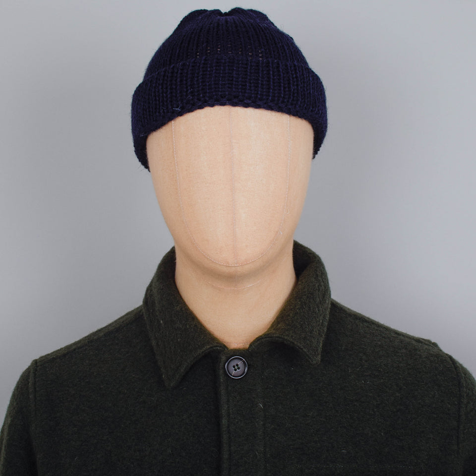 Universal Works Short Watch Cap British Wool - Navy