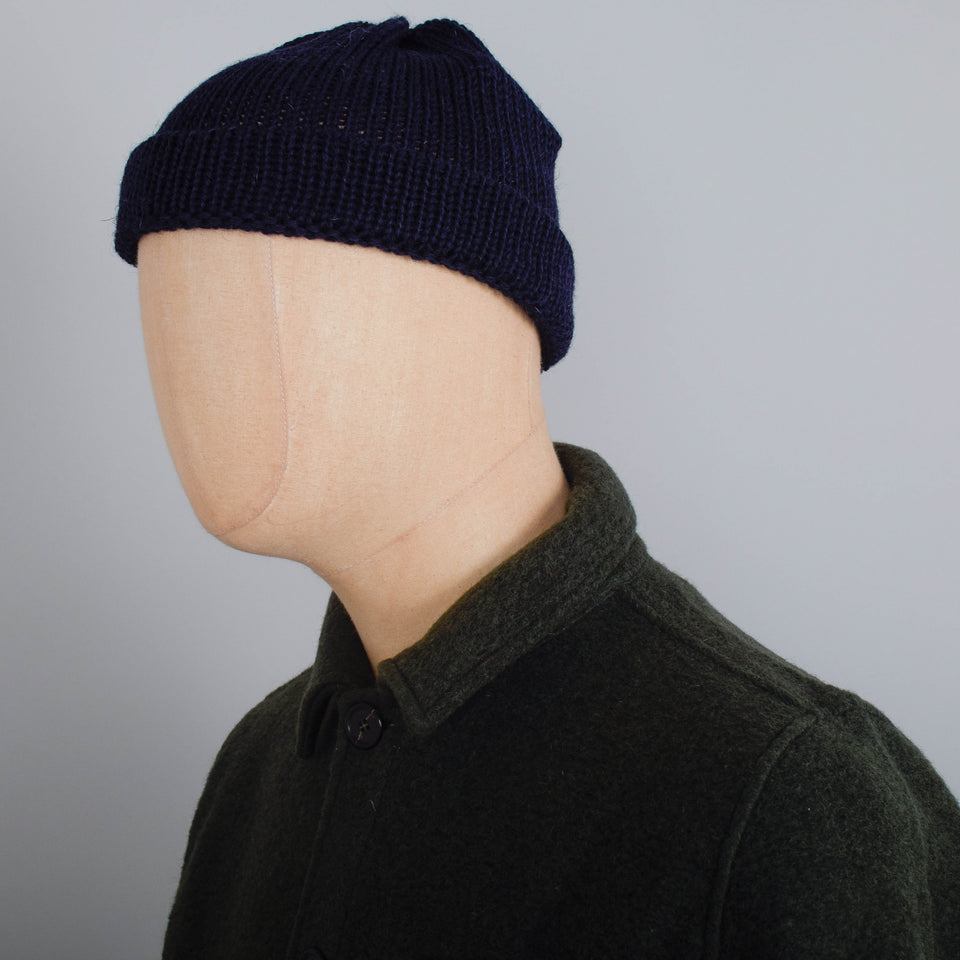 Universal Works Short Watch Cap British Wool - Navy