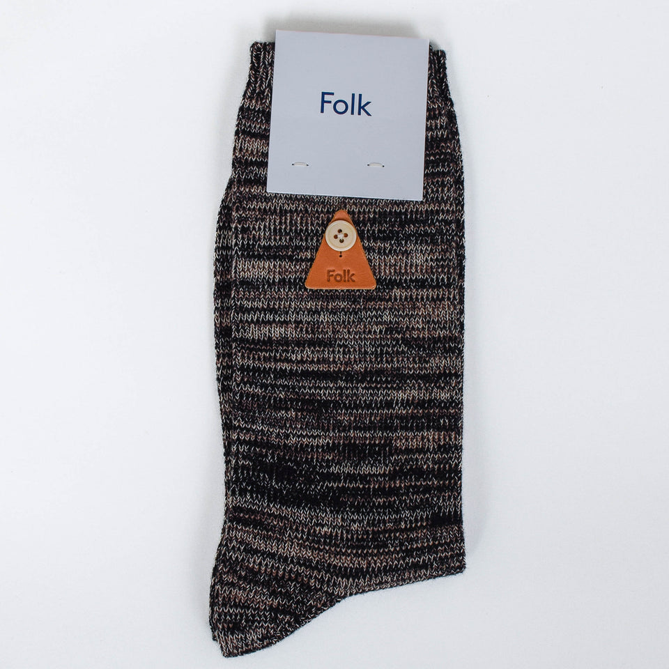 Folk Melange Socks - Ash Brown Mix