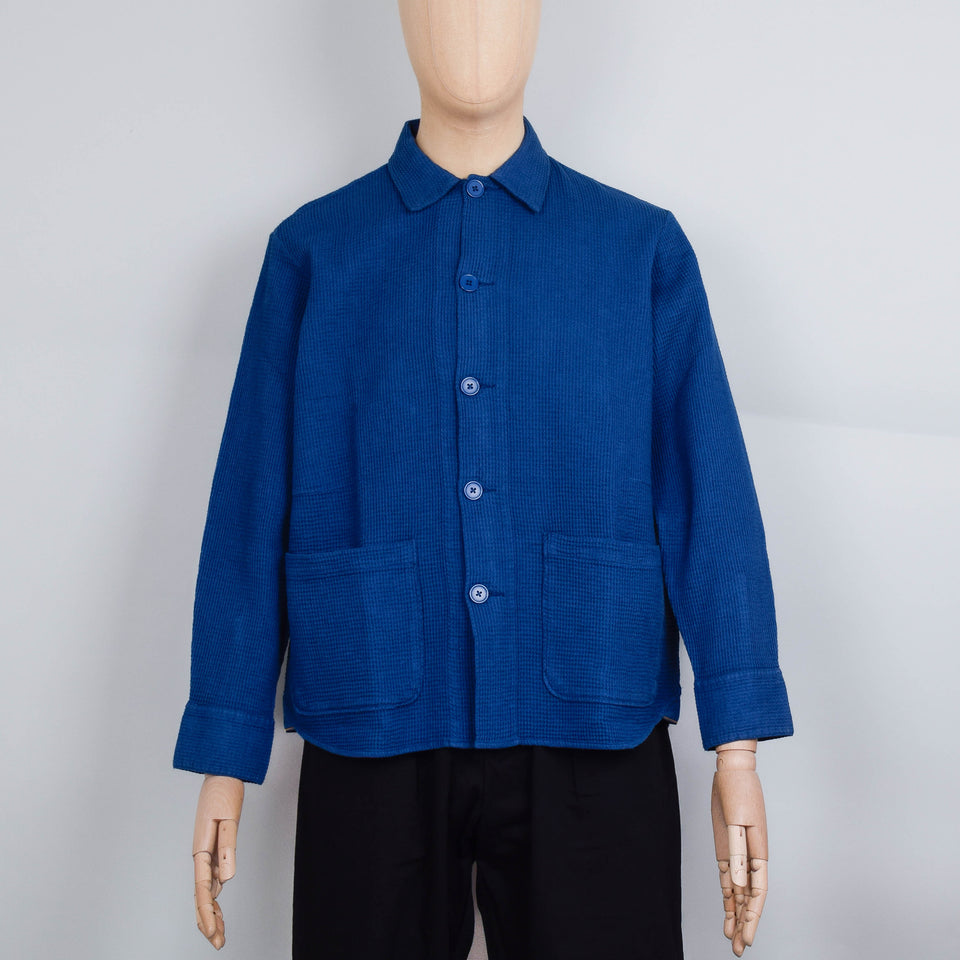 Universal Works Travail Overshirt Nippon Waffle - Navy