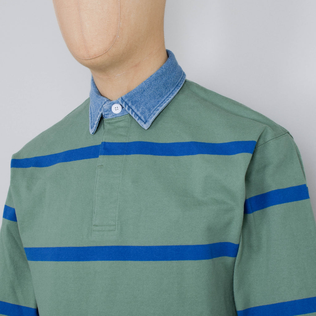 新品 XL Gramicci LANGDON RUGBY SHIRT Langdon Rugby Shirt Olive Blue | Maplestore