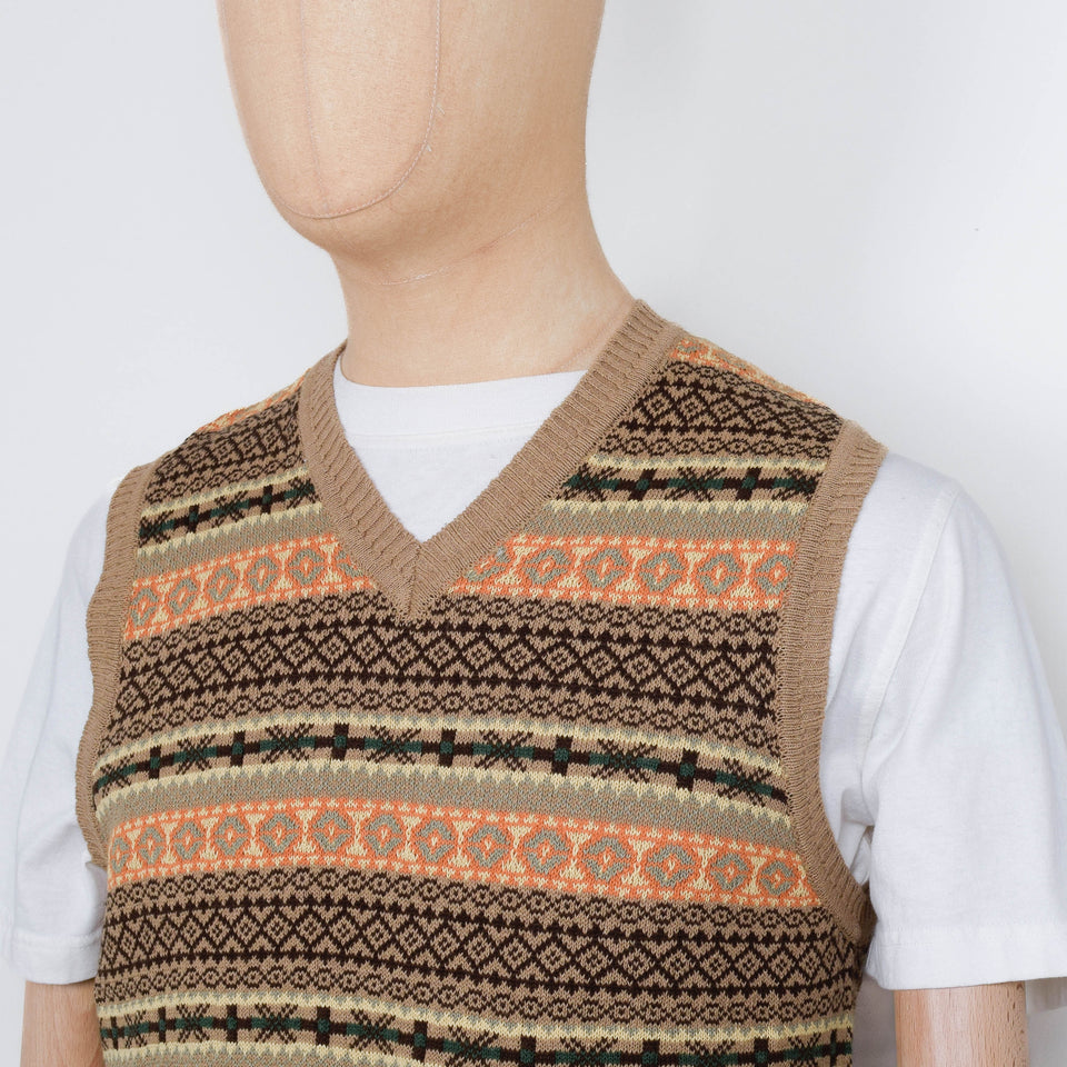 Beams Plus Cotton Vest, Fair Isle Pattern