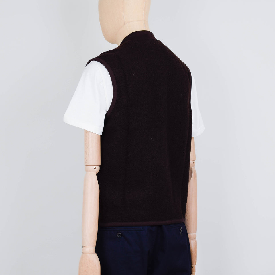 Universal Works Wool Fleece Zip Waistcoat - Brown