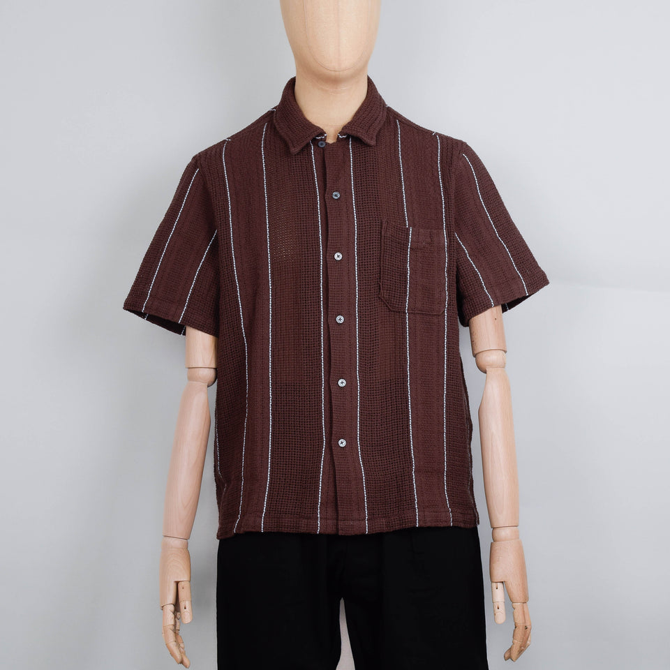 Universal Works Road Shirt Reef Stripe - Brown
