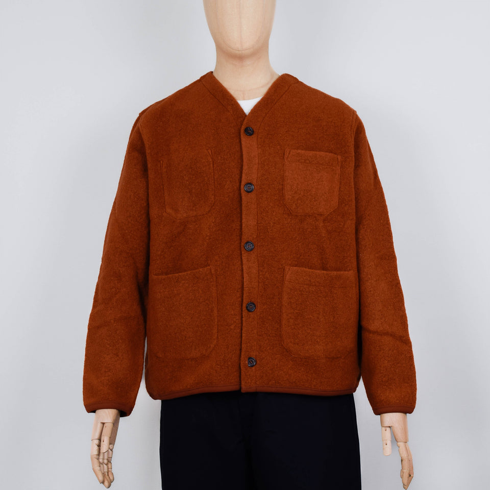 Universal Works Wool Fleece Cardigan - Rust