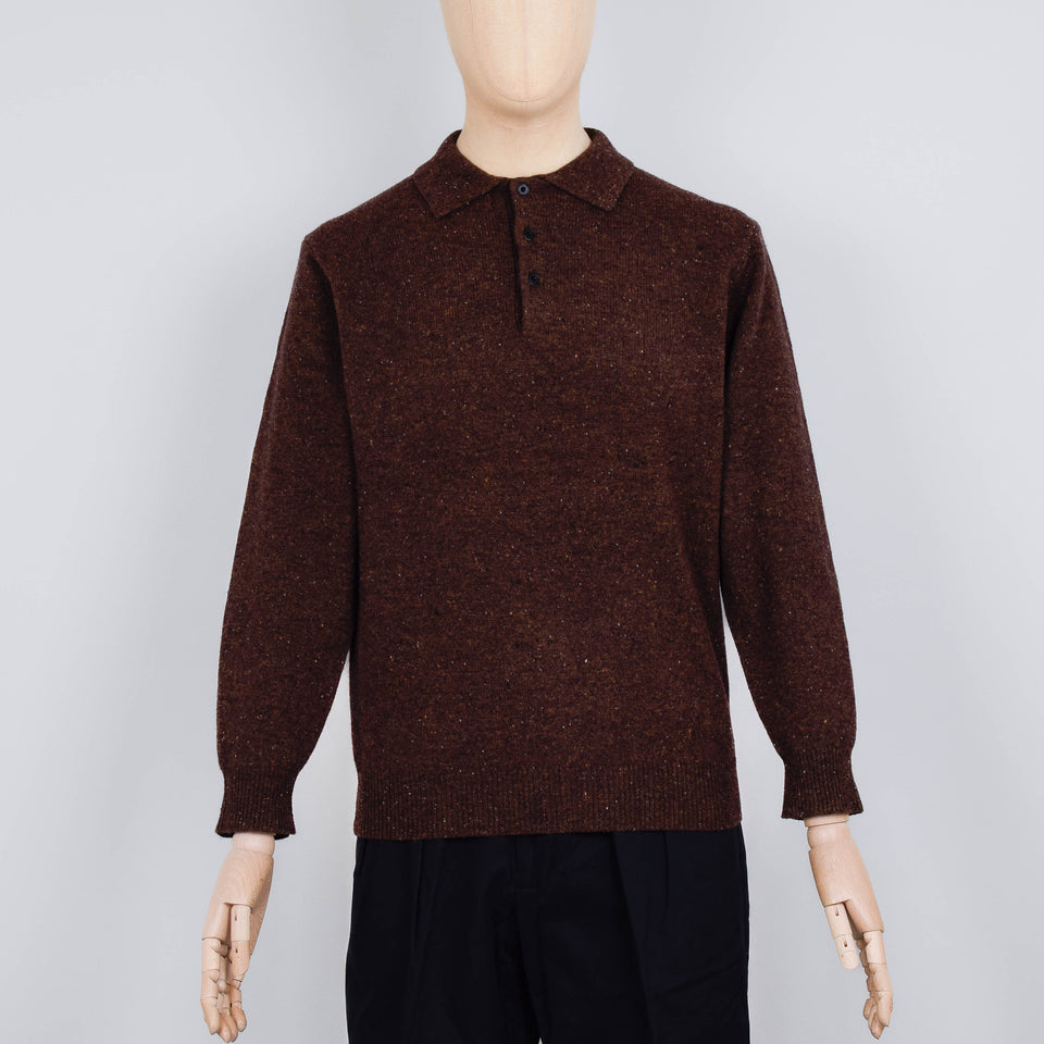 Beams Plus Knit Polo Nep 9G - Brown