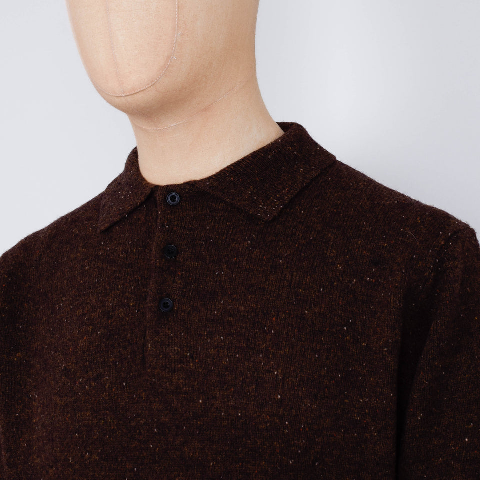 Beams Plus Knit Polo Nep 9G - Brown