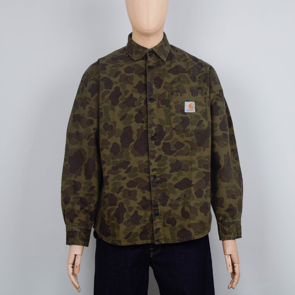 Carhartt WIP L/S Duck Shirt Camo Duck - Green / Office Green