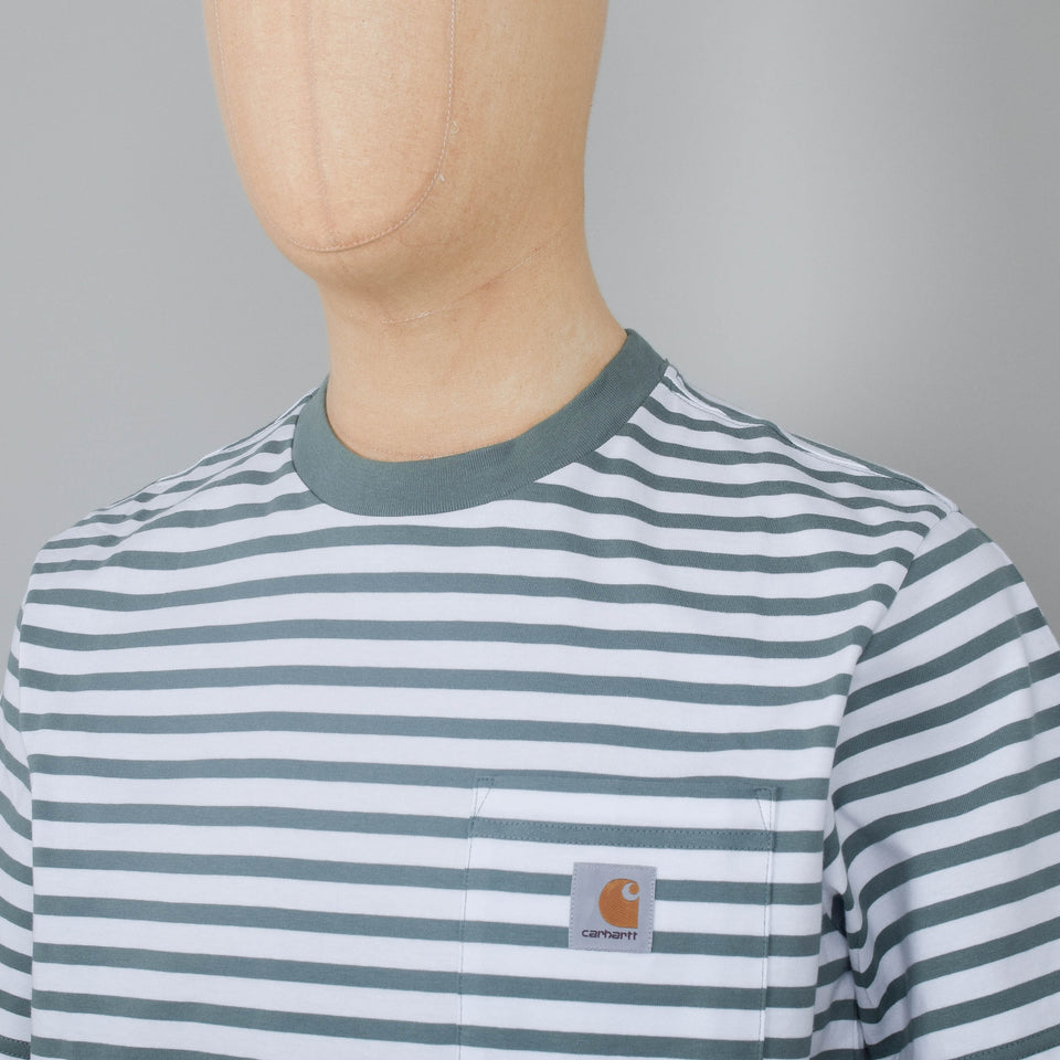 Carhartt WIP Seidler Stripe Pocket T-Shirt S/S - Park / White