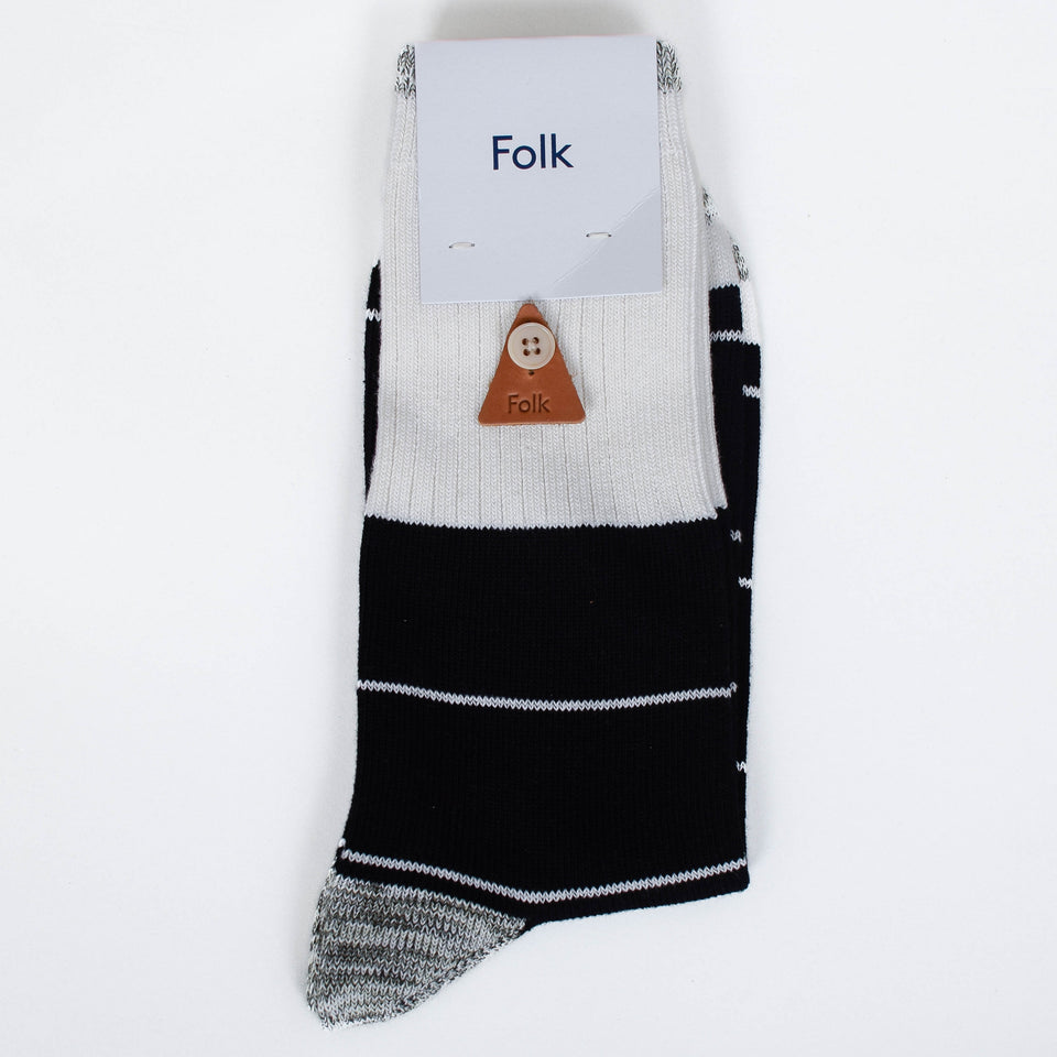 Folk Microstripe Socks - Black Olive Mix