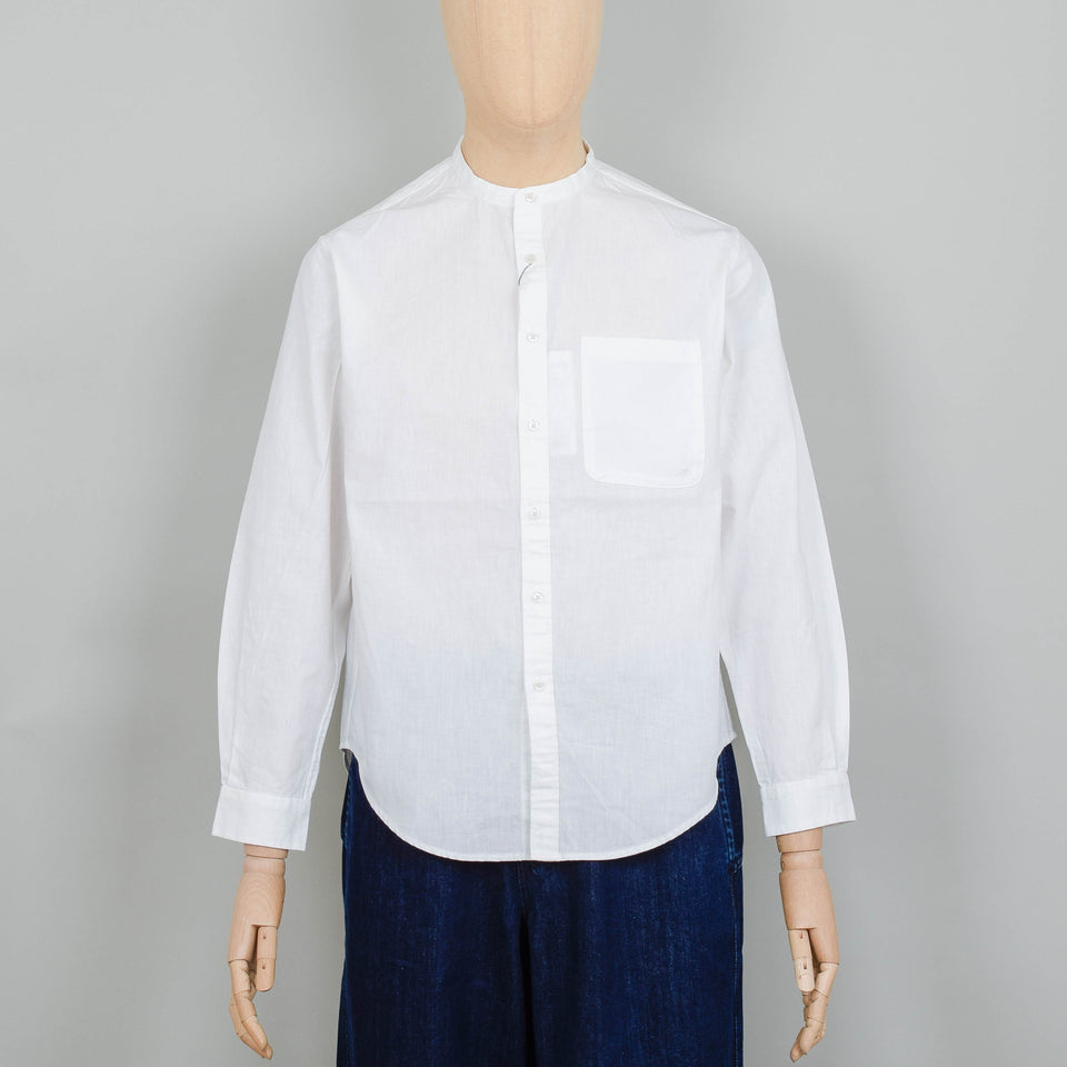 Snow Peak Cotton Poplin Stand Collar Shirt - White