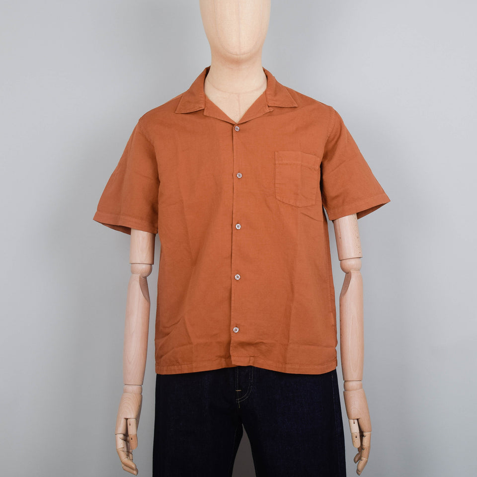 Colorful Standard Linen Short Sleeve Shirt - Ginger Brown