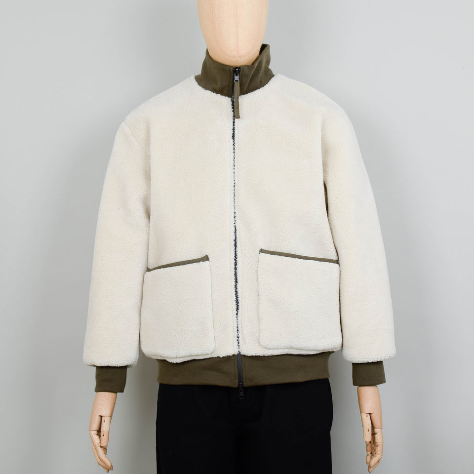 Taion Reversible Bomber Jacket - Dark Olive x Cream