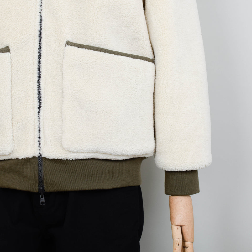 Taion Reversible Bomber Jacket - Dark Olive x Cream